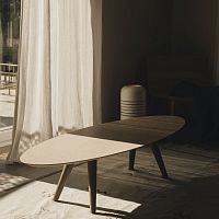 Contemporary coffee table ELLIPSEmatte lacquered woodmarblelacquered wood base