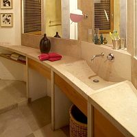 Integrated washbasin AUBEROCHE CENDREstonewith counterwithout hole