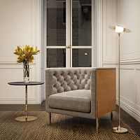Chesterfield armchair Calliefabricleatherlacquered wood