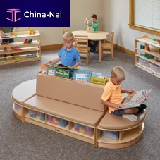 Modular upholstered bench READ-A-ROUNDcontemporarywoodenwith backrest