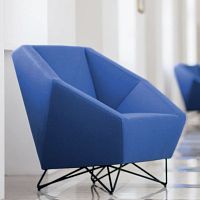 Contemporary armchair 3ANGLEleatherfabricgray