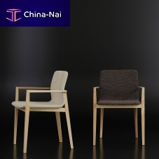 Contemporary chair GARDA fabricleatherwooden base