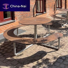 Contemporary picnic table ALTAHPLgalvanised steel baseround