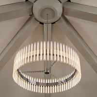 Contemporary chandelier AURORA RINGglasspolished stainless steeltubular