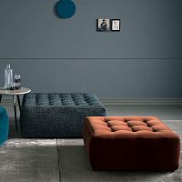 Chesterfield ottoman Buttonfabricleathersquare