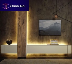 Contemporary living room wall unit GENTIS lacquered woodoakfor TV