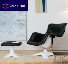 Contemporary armchair Karusellileathersteelfiberglass