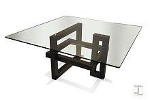 Contemporary dining table IOSglasspainted metaliron