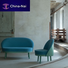 Traditional sofa PALTO'fabricleatherblue