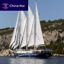 Cruising sailing super-yacht Klarawith open transomwith bowsprit3 masts