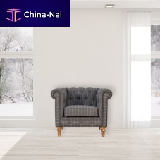 Chesterfield armchair PEWTER TWEEDfabricsolid woodhandmade