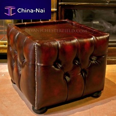 Chesterfield pouf Cushionleathersquarerectangular