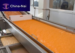 Shrimp processing line inspectionchillingweighing