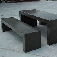 Contemporary table and bench set ANDROMEDA concretecustomwith built-in lighting