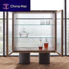 Sideboard with long legs RIOcontemporarywalnutglass
