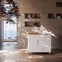 Compact kitchenette MINIKITCHENCorian®woodenwith cooktop