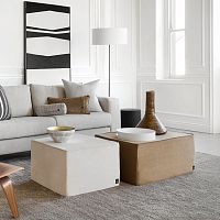 Contemporary ottoman LARGE velvetsquareupholstered