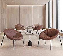Contemporary armchair Zocofabricleatherbrown