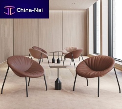 Contemporary armchair Zocofabricleatherbrown