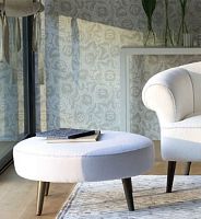 Contemporary ottoman STITCHChesterfieldfabricupholstered