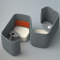 Modular lounge chair AIRWAVE 06/P/Tcontemporaryfabricsynthetic leather