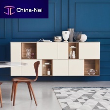 Wall-mounted sideboard LAMPO L6C10contemporarywood veneerglass