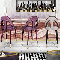 Traditional bar chair CARONindoorvelvetbrass
