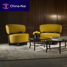 Contemporary lounge chair ICOLOUNGEfabricleatherAmerican walnut