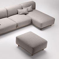 Contemporary ottoman Dufflefabricoakwalnut