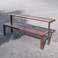 Contemporary table and bench set SOFIAsteeloutdoorfor public space