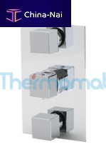 Double-handle shower mixer tap TMTI2R12QCbuilt-inthermostaticchromed metal