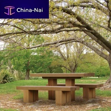 Contemporary table and bench set STANDARDwoodenoutdoorfor public space