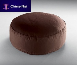 Contemporary ottoman fabricleatherround
