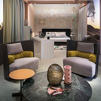 Swivel armchair CAMPIELLO+contemporaryfabricleather