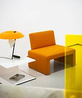 Contemporary fireside chair LABANCAfabricorangeby Studio Lievore Altherr Molina