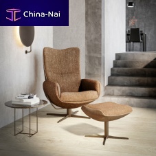 Contemporary armchair TIME-OUTfabricleatherwith footrest