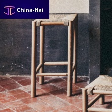 Rustic bar stool CSARstrawoak basewith footrest