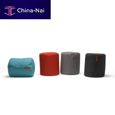 Contemporary pouf BUTTfabricleatherround