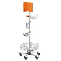 Hygiene station on casters S025120Iwith hand sanitizer holderwith glove boxwith basket