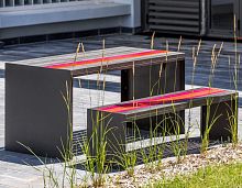 Contemporary table and bench set SOHAsheet steelgardenurban