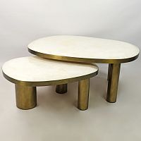 Organic design coffee table TB COF OVOID (set de 2) brassnatural stonequartz