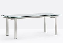 Contemporary table MAGIC TMglassstainless steel baserectangular