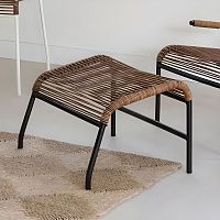 Contemporary footrest Kin linenleathersteel
