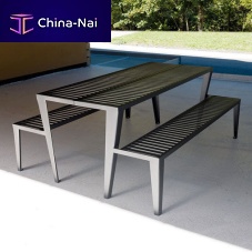 Contemporary table and bench set CHICAGOwoodensteeloutdoor