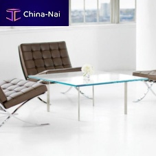 Bauhaus design coffee table Barcelona® glasschrome steel basesquare