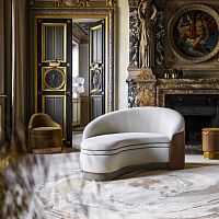 Semicircular sofa PREMIERACTE : BLANCS MANTEAUX Straditionalfabricleather
