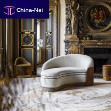 Semicircular sofa PREMIERACTE : BLANCS MANTEAUX Straditionalfabricleather