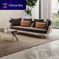 Contemporary sofa E LA NAVE VA / 02Bfabricleatherbrown