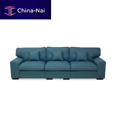 Contemporary sofa Annafabricbluewooden base