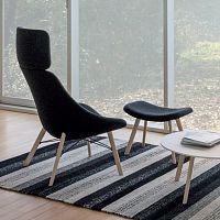 Contemporary footrest AUKIfabricleatherwooden